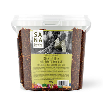 Filetti d'anatra con alghe e albicocche (sec. 500 g)
